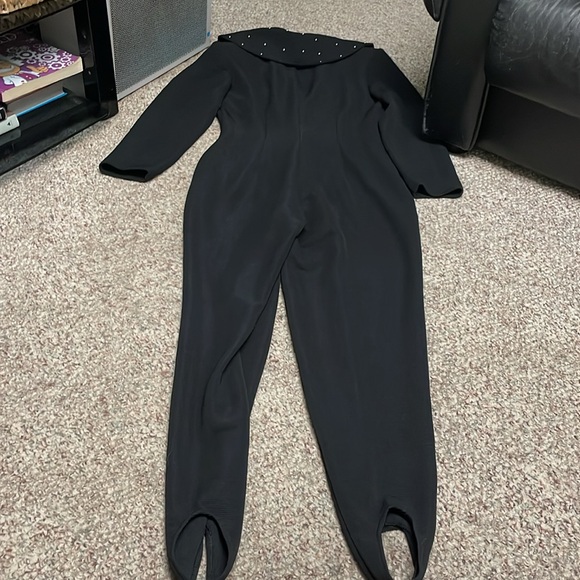 Vintage 80s/90s Joseph ribkoff stirrup pant jumpsuit with studded collar - Picture 11 of 11